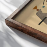 Gewarmtes Kuhl Warmed Cool 1924 Wassily Kandinsky 1 close up dark wood mockup