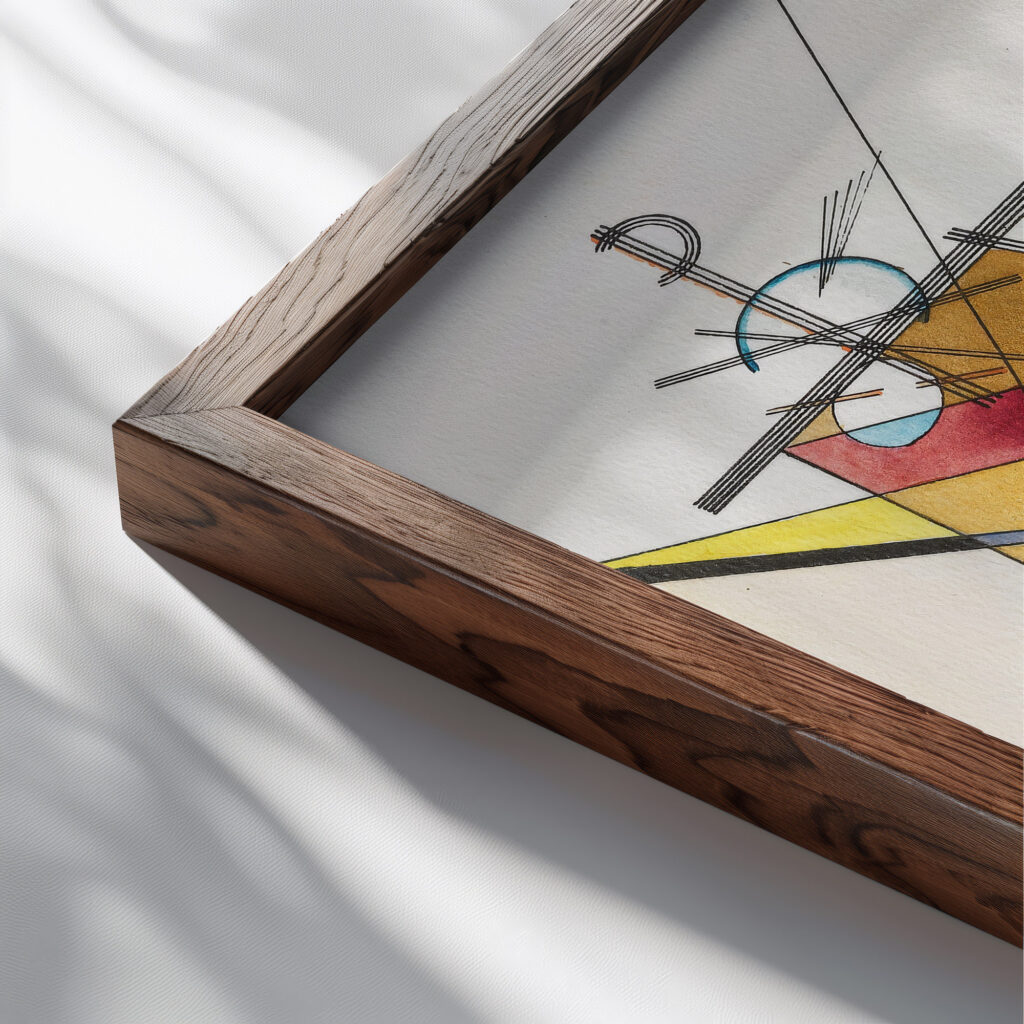 Gewebe 1923 Wassily Kandinsky close up dark wood mockup