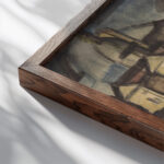 Gezicht op een Italiaanse stad 1920 Reijer Stolk close up dark wood mockup