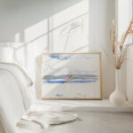 Gezicht op zee met boot 1902 Carel Nicolaas Storm van s Gravesande 4 mockup