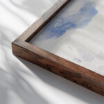 Gezicht op zee met boot 1902 Carel Nicolaas Storm van s Gravesande close up dark wood mockup