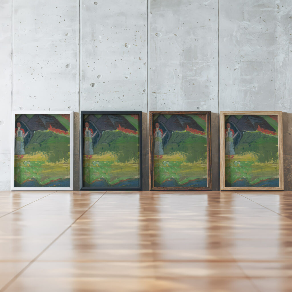 Girl in front of a Shepherds Hut 1925–1935 Arnold Peter Weisz Kubincan framed posters mockup