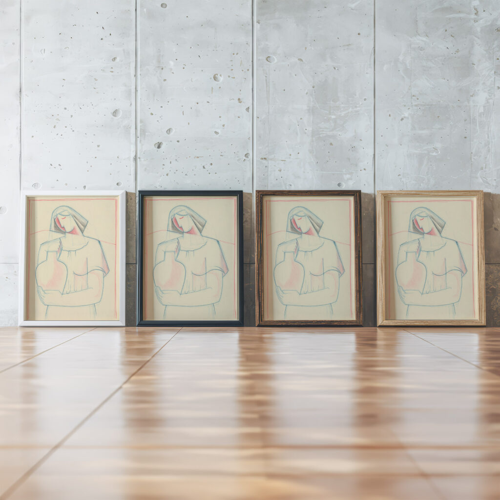 Girl with a jug 1932–1936 Mikulas Galanda framed posters mockup