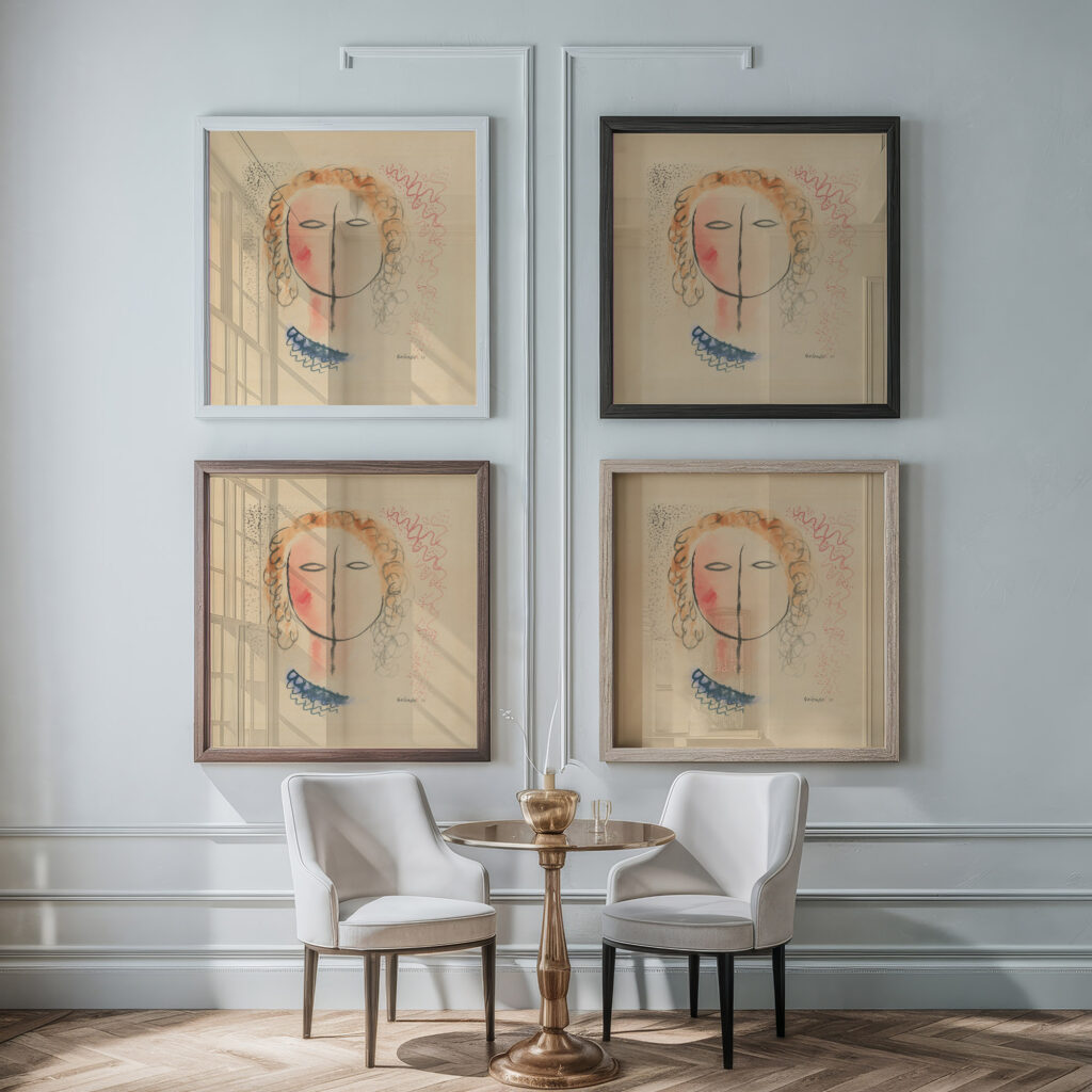 Girls Head 1930 Mikulas Galanda framed posters mockup