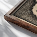 Girls head 1938 Mikulas Galanda close up dark wood mockup