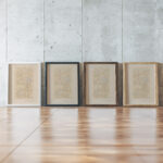 Glas in loodraam met een man met schep 1921 1942 Reijer Cornelis Joseph Godefrooij framed posters mockup
