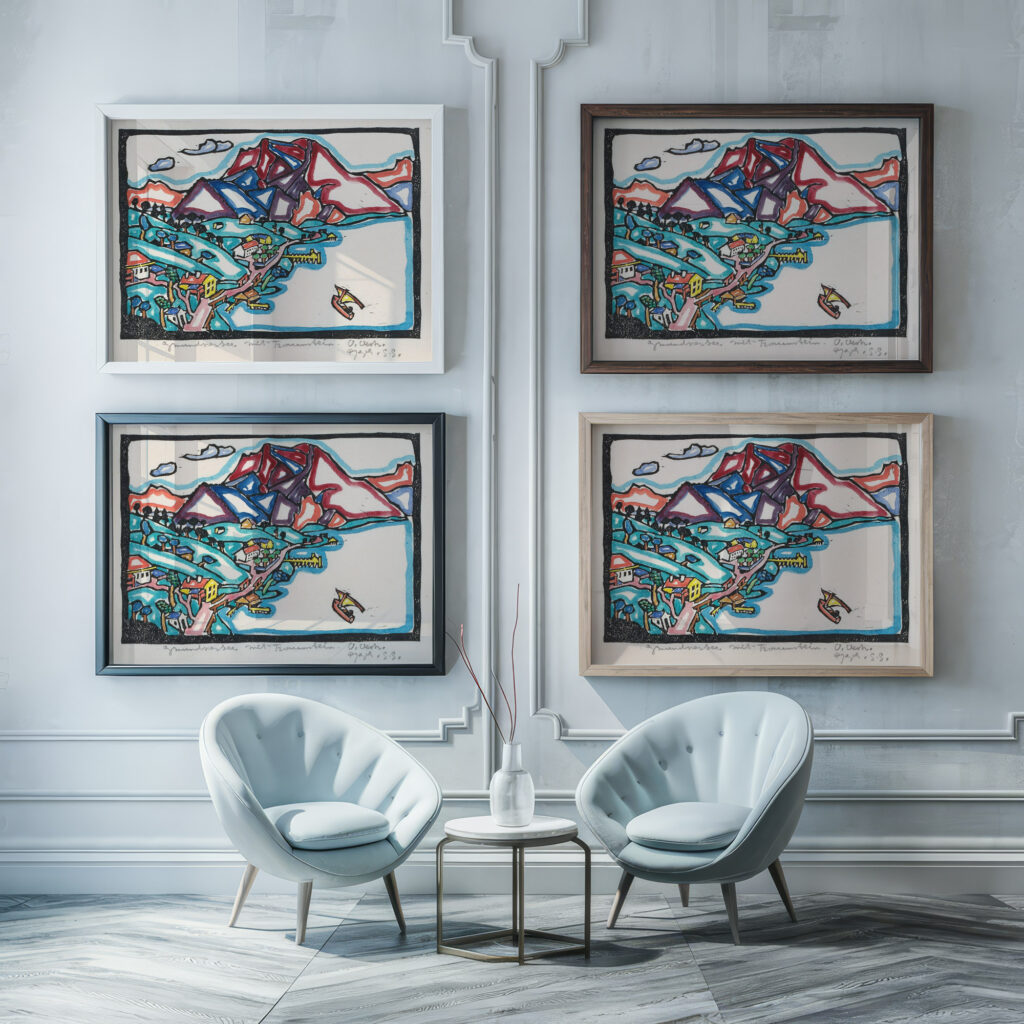 Gmunder See mit Traunstein 1906 1945 Reijer Stolk framed posters mockup