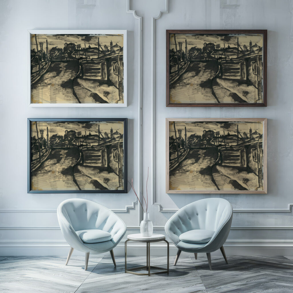 Gorkeho nabrezie v Kosiciach 1924–1927 Konstantin Bauer framed posters mockup