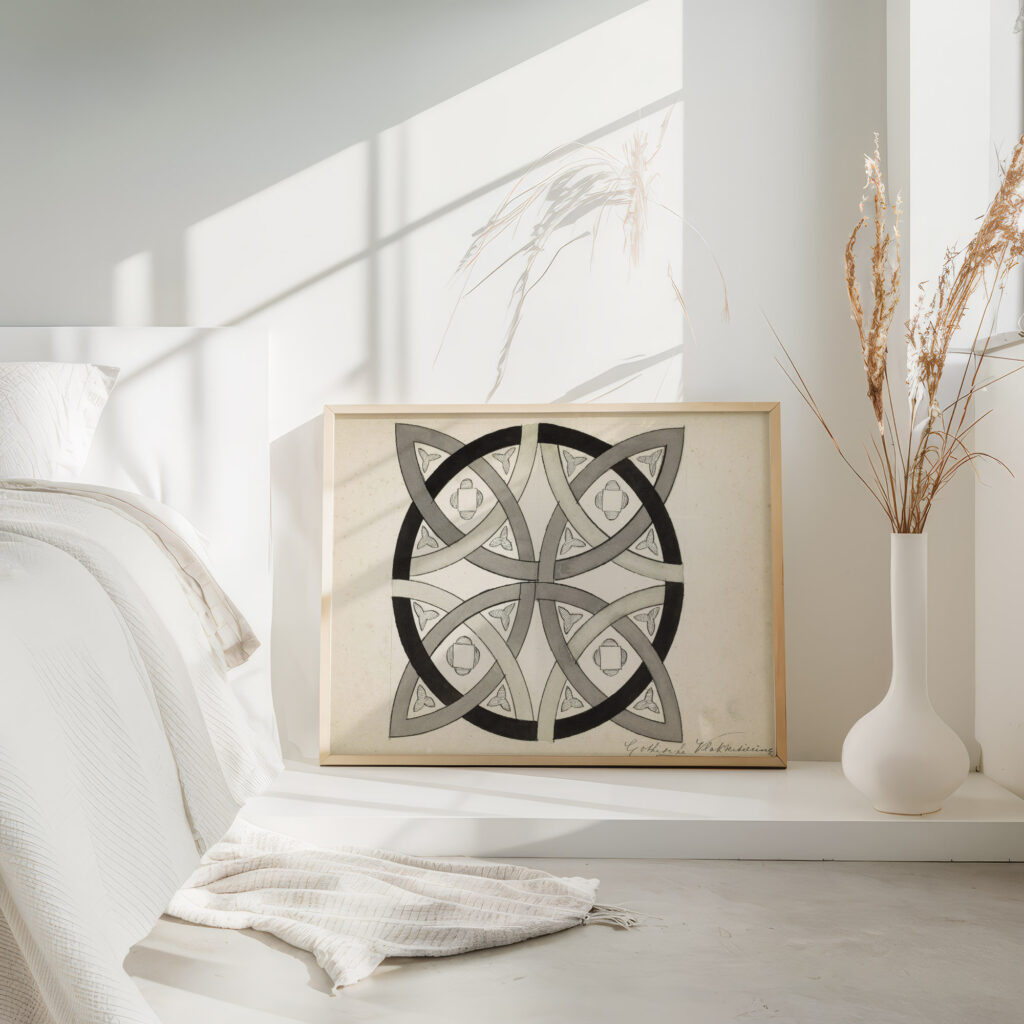 Gotische vlakversiering met vlechtwerk 1890 Johanna van de Kamer 4 mockup Gotische vlakversiering met vlechtwerk 1890 Johanna van de Kamer 4 mockup