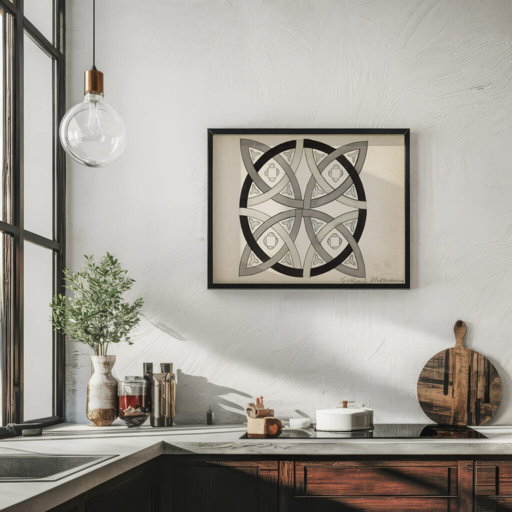 Gotische vlakversiering met vlechtwerk 1890 Johanna van de Kamer 6 mockup