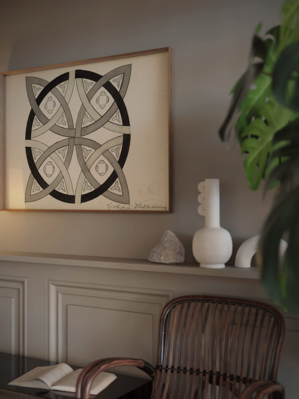 Gotische vlakversiering met vlechtwerk 1890 Johanna van de Kamer video mockup Gotische vlakversiering met vlechtwerk 1890 Johanna van de Kamer video mockup