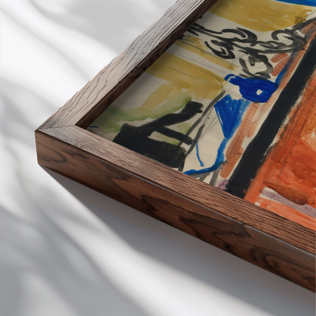 Gouache ca. 1916 Henry Lyman Sayen close up dark wood mockup