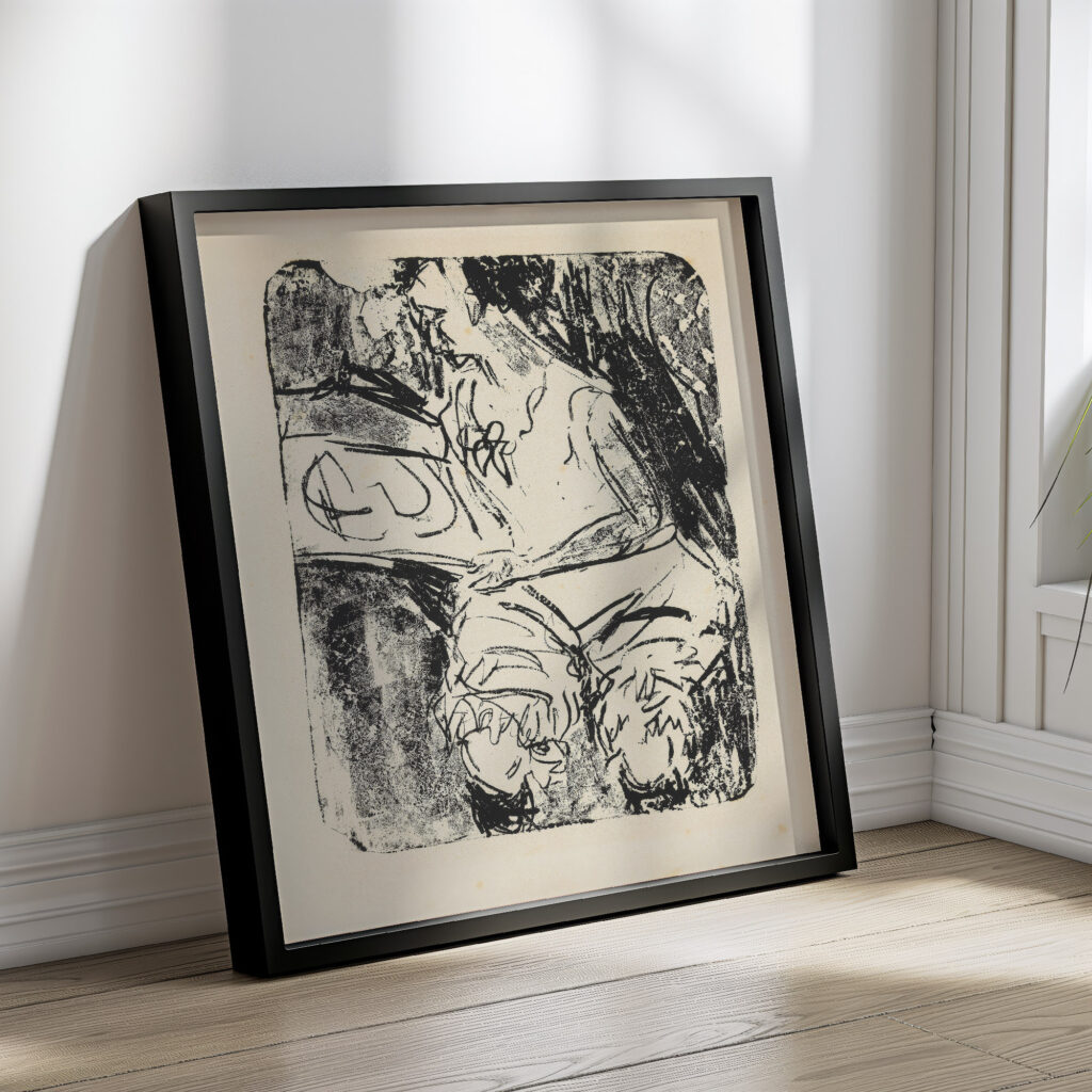Graphik besehendes Madchen 1907 Ernst Ludwig Kirchner 4 mockup