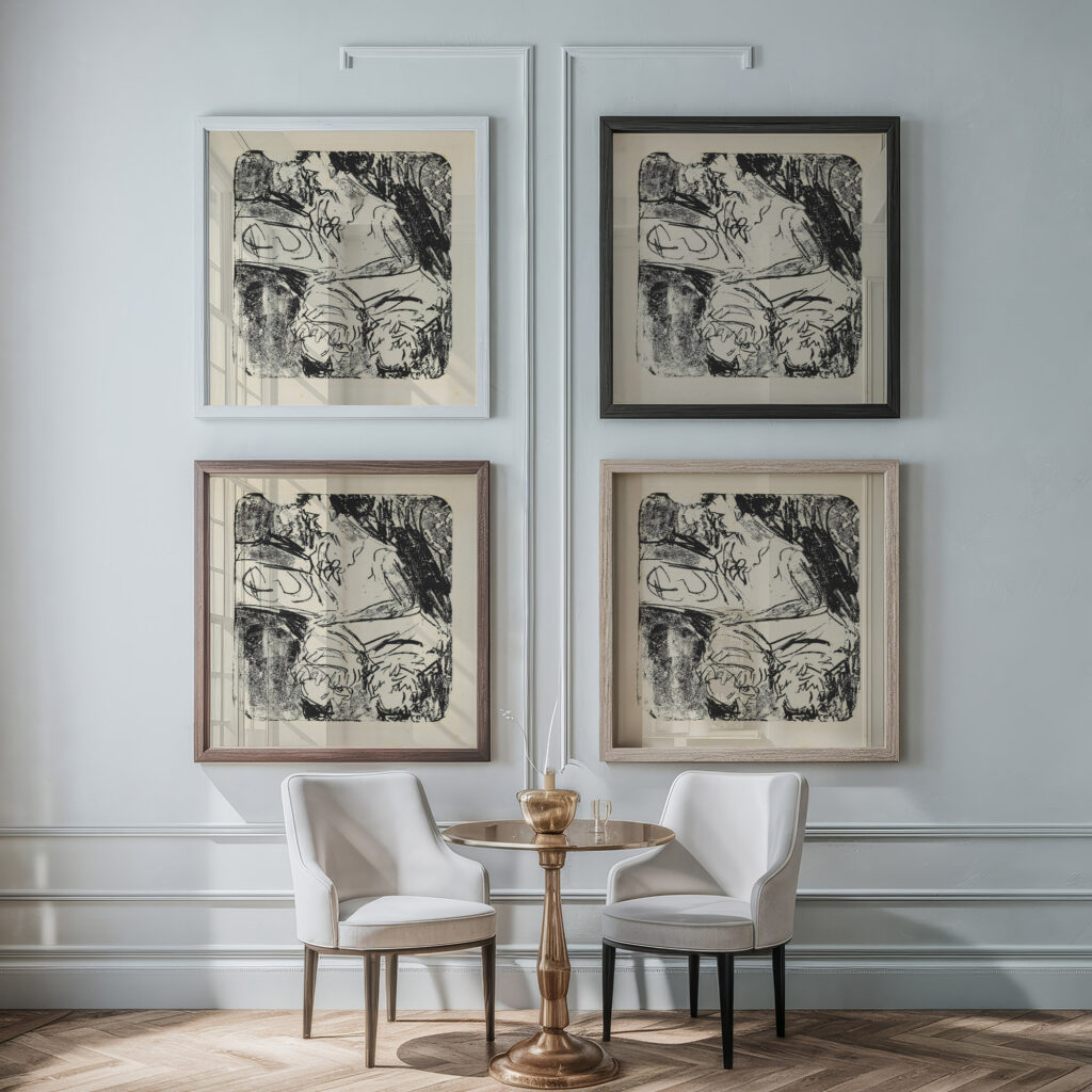 Graphik besehendes Madchen 1907 Ernst Ludwig Kirchner framed posters mockup