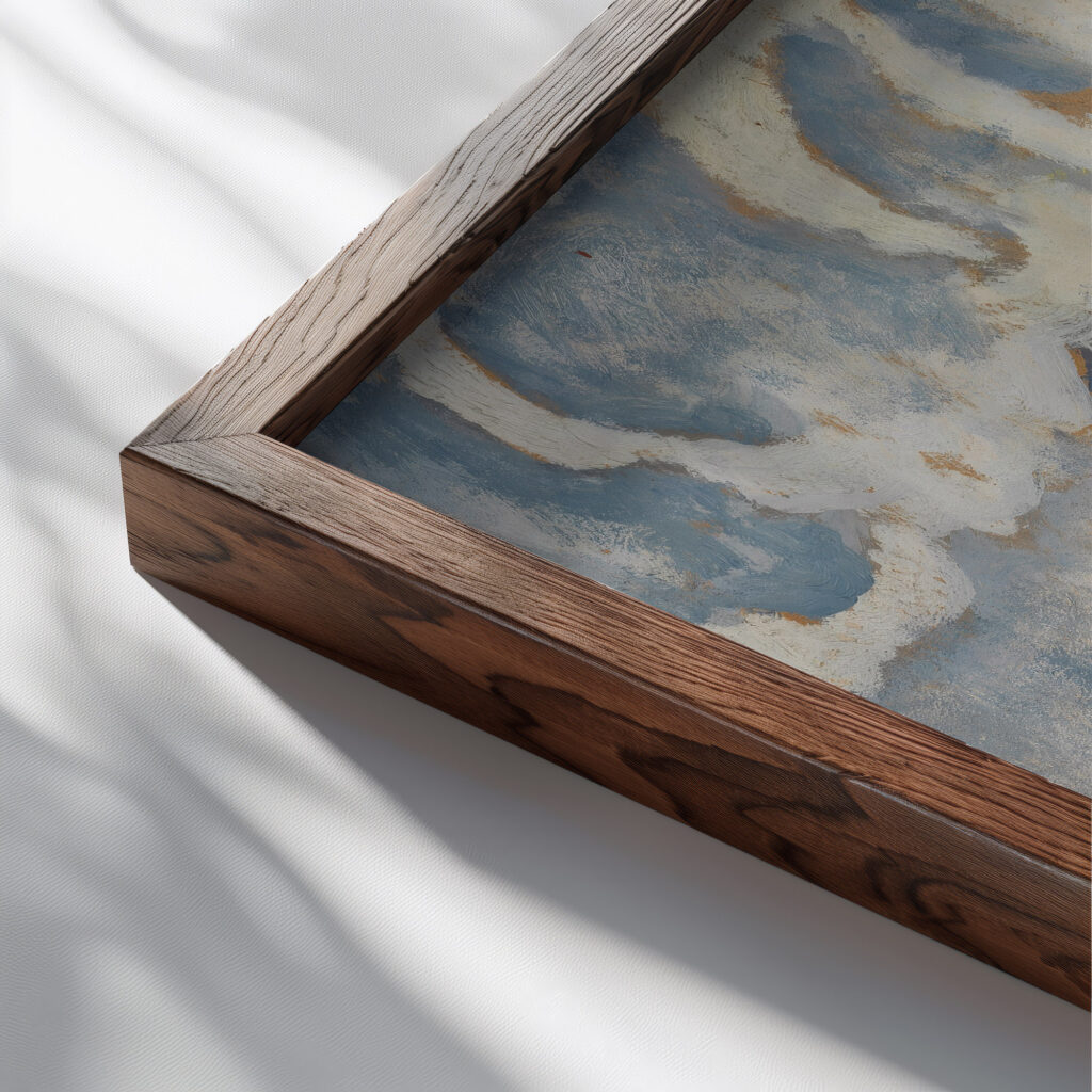 Graue Berglandschaft August Babberger close up dark wood mockup