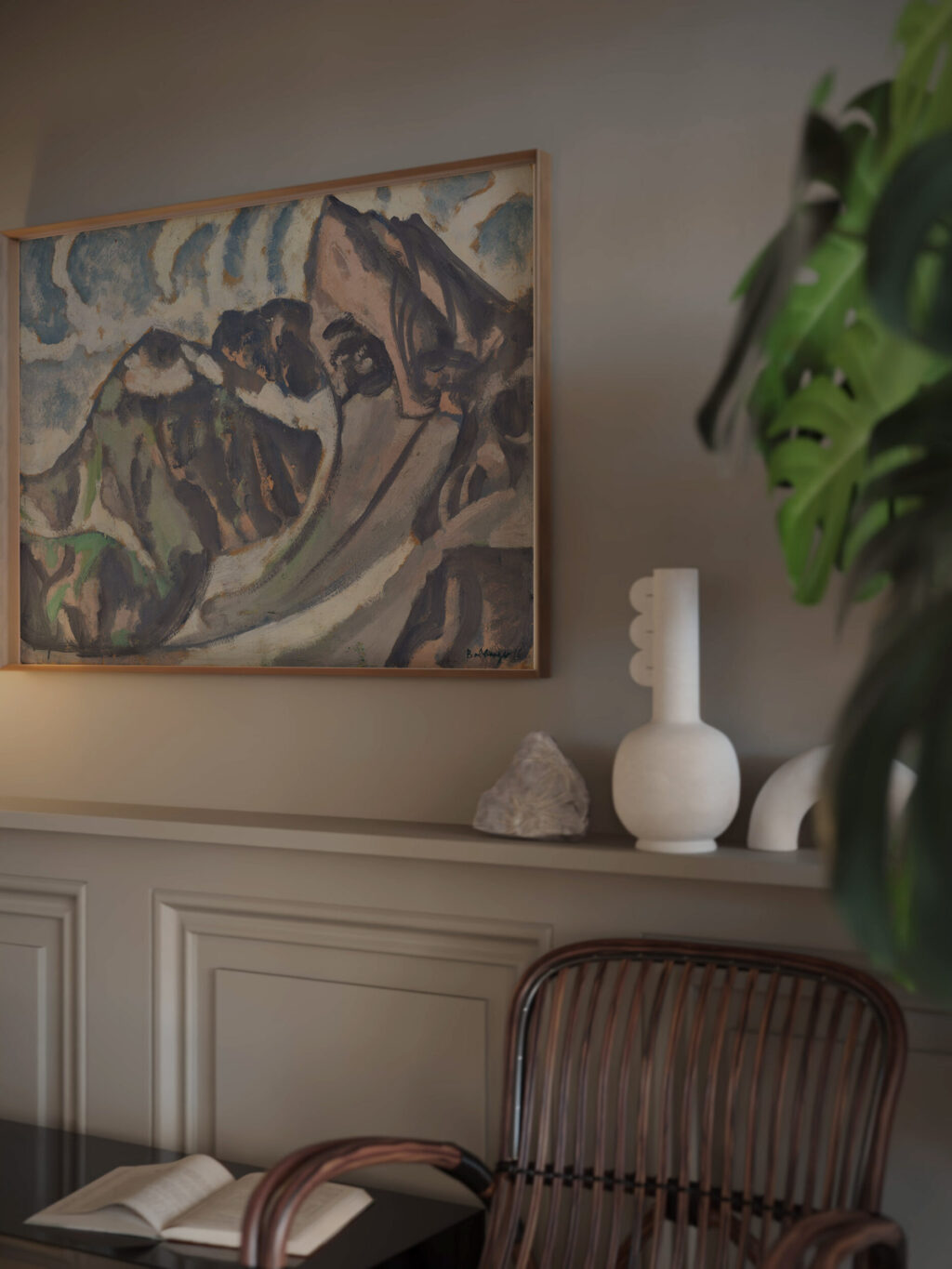 Graue Berglandschaft August Babberger video mockup