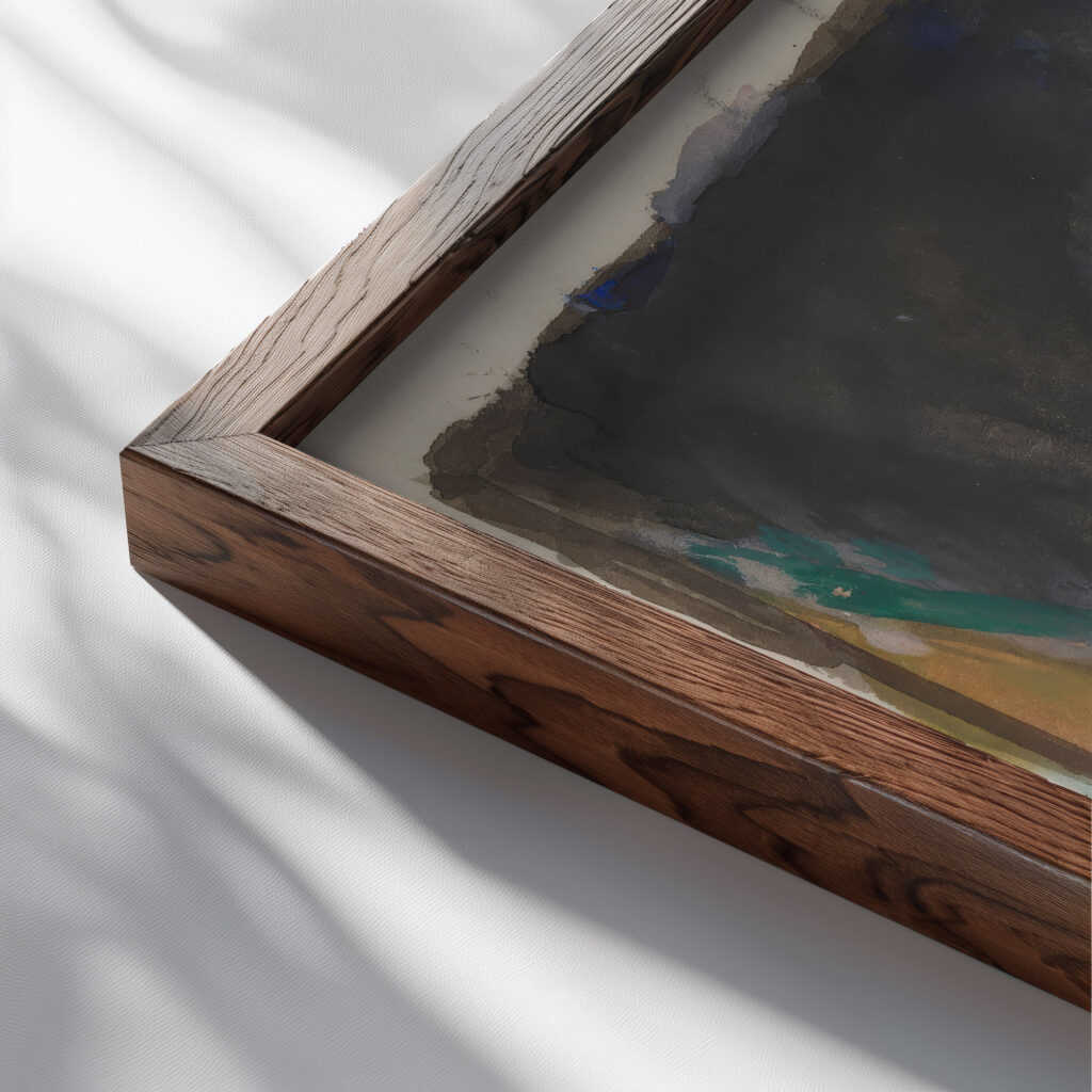 Green Horse in Landscape 1912 Franz Marc close up dark wood mockup