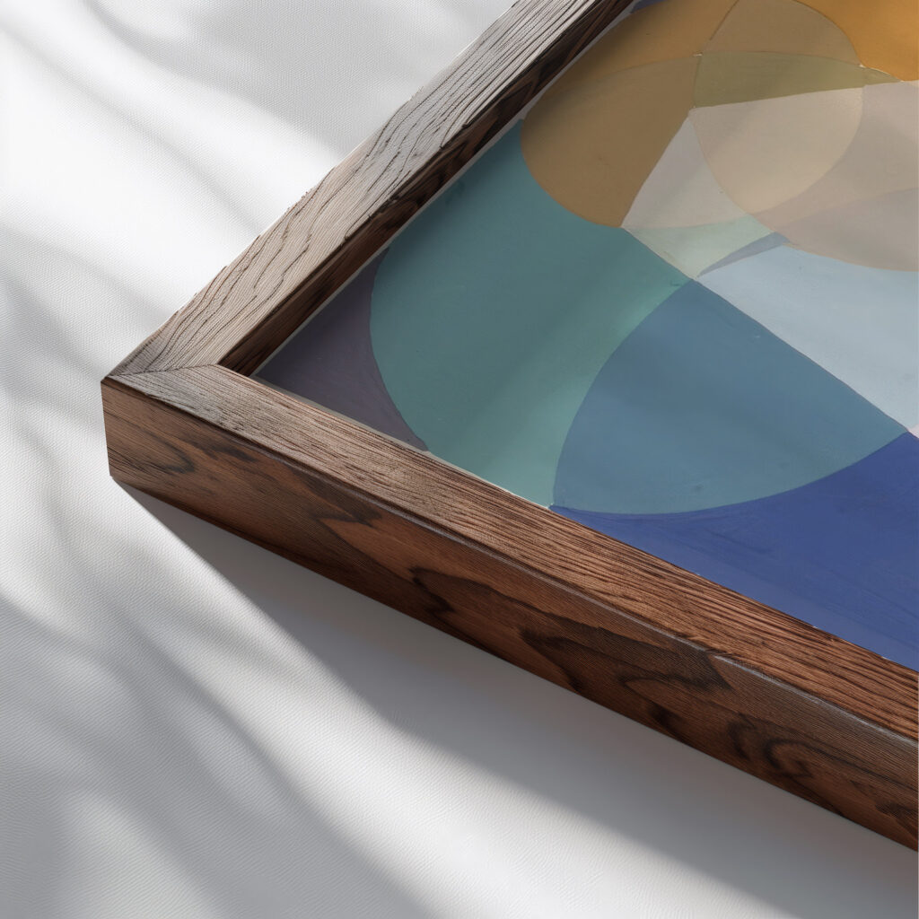 Green Squares ca. 1934 Joseph Schillinger close up dark wood mockup