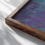 Green blue and purple 1880 Joseph Pennell close up dark wood mockup