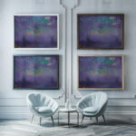 Green blue and purple 1880 Joseph Pennell framed posters mockup