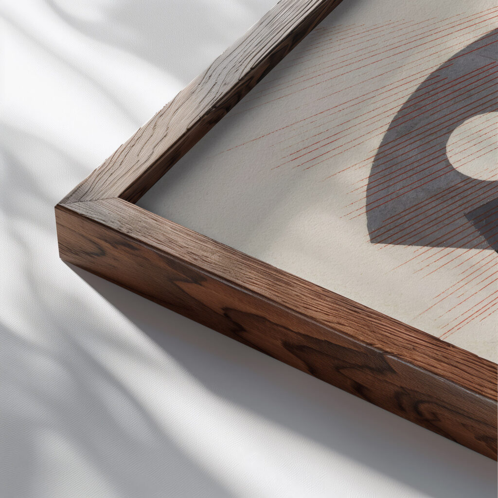 Grey Overlappings 1930 Laszlo Moholy Nagy close up dark wood mockup