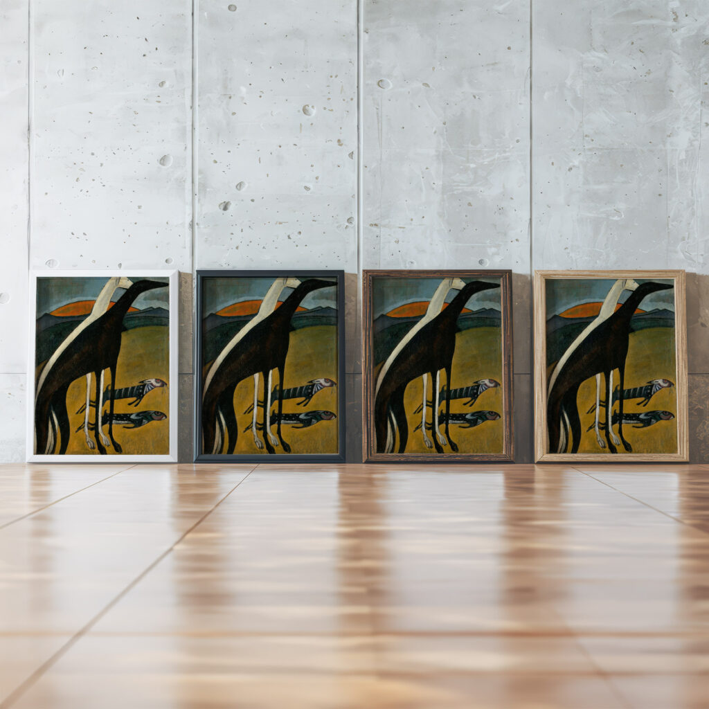 Greyhounds circa 1911 Amadeo de Souza Cardoso framed posters mockup