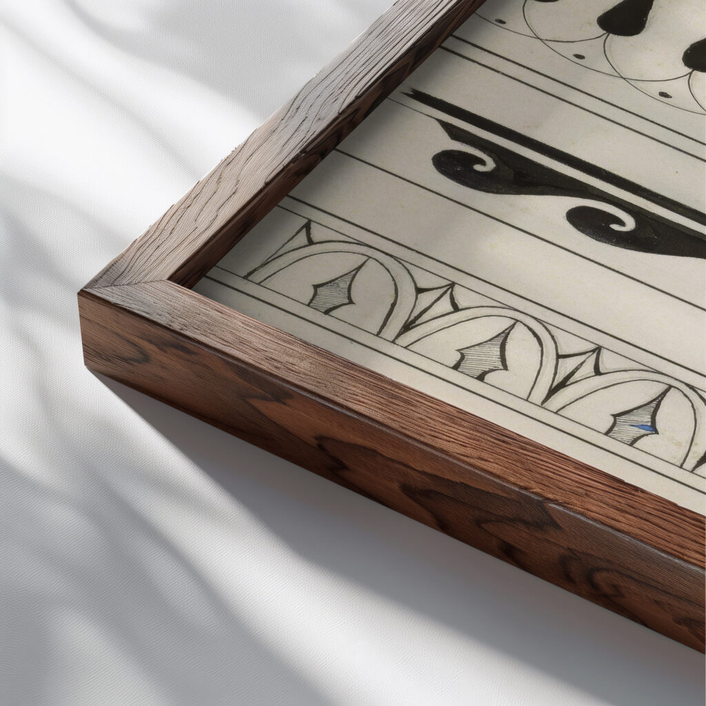 Griekse motieven onder andere met golven 1890 Johanna van de Kamer close up dark wood mockup