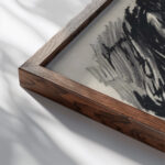 Groote litho eenig exemplaar 1900 Erich Wichmann close up dark wood mockup
