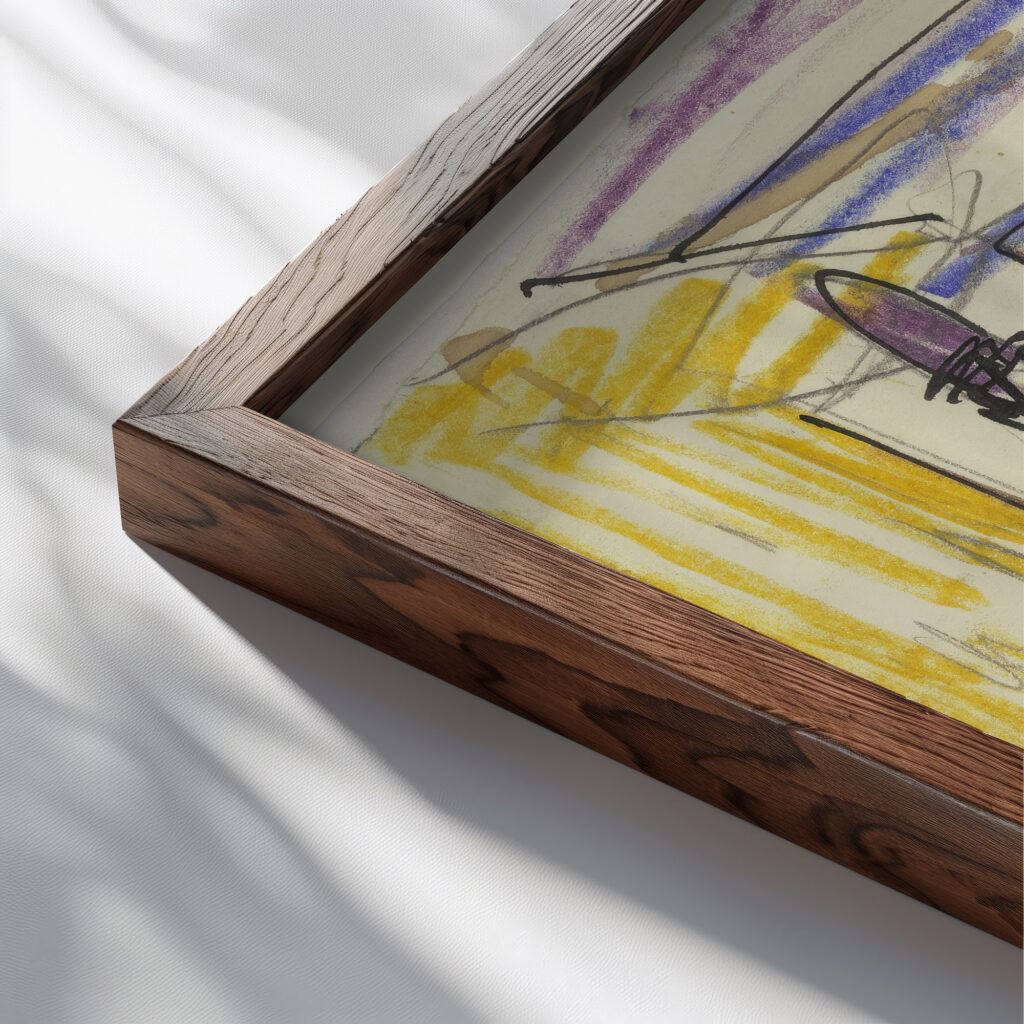 Grosstadtstrase mit Trambahnen 1926 Ernst Ludwig Kirchner close up dark wood mockup