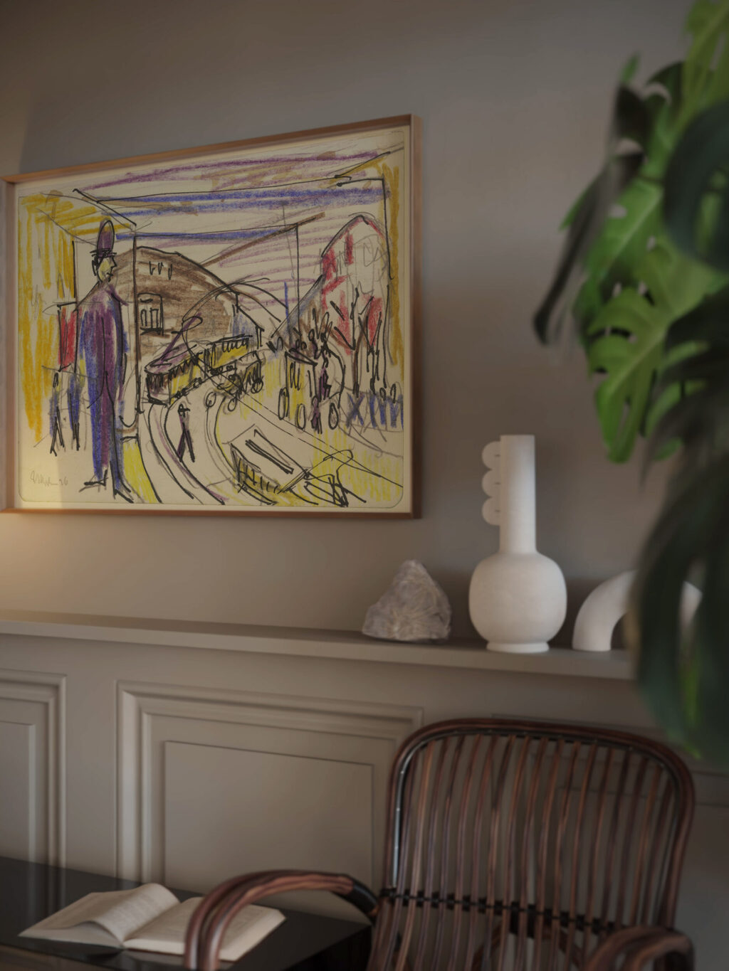 Grosstadtstrase mit Trambahnen 1926 Ernst Ludwig Kirchner video mockup