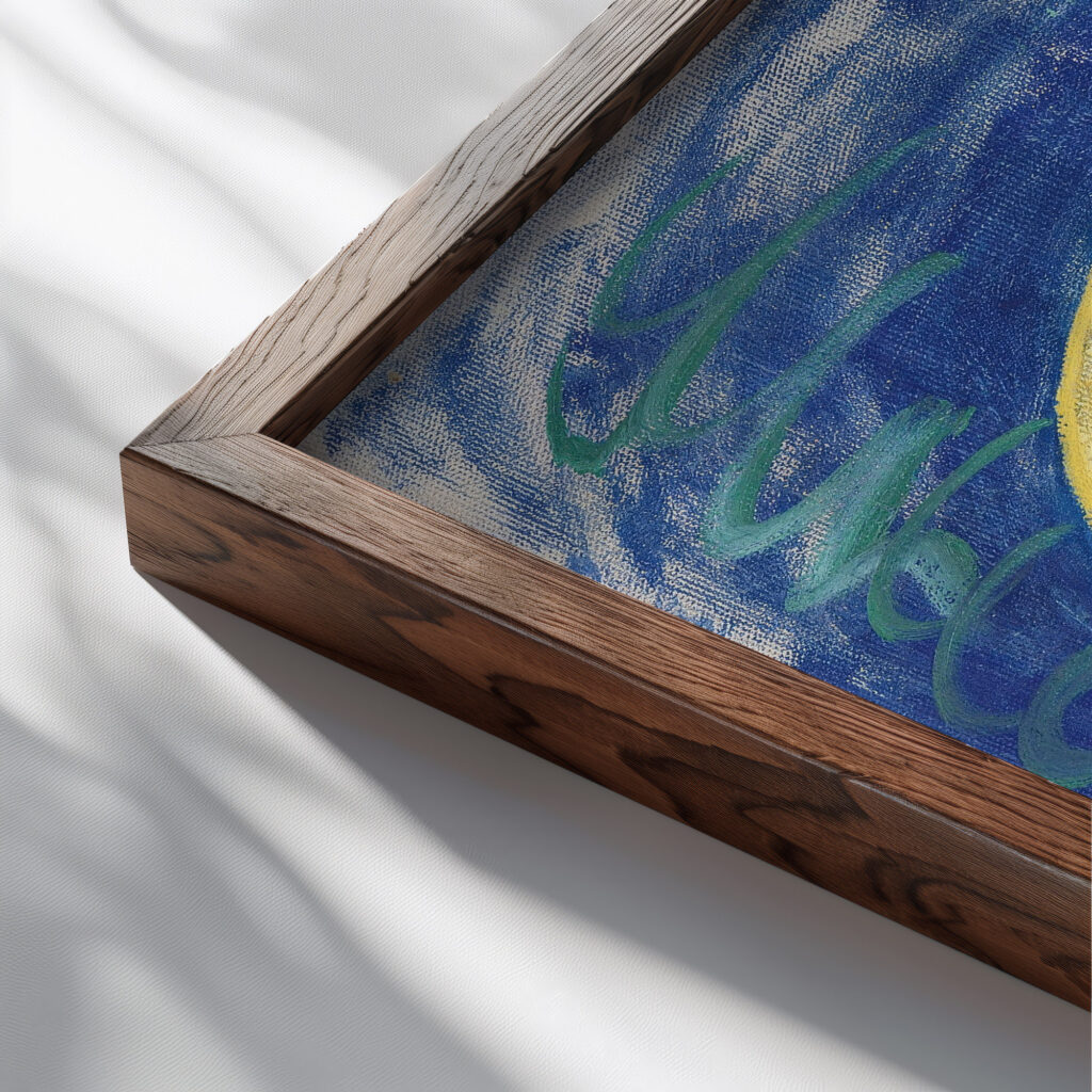 Group I No. 7 Primordial Chaos 1906 1907 Hilma af Klint close up dark wood mockup