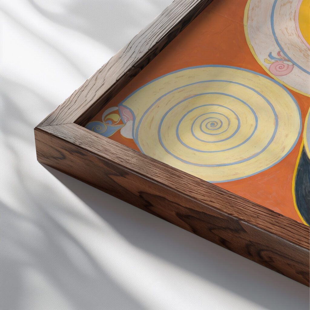 Group IV No. 3. The Ten Largest Youth 1907 Hilma af Klint close up dark wood mockup