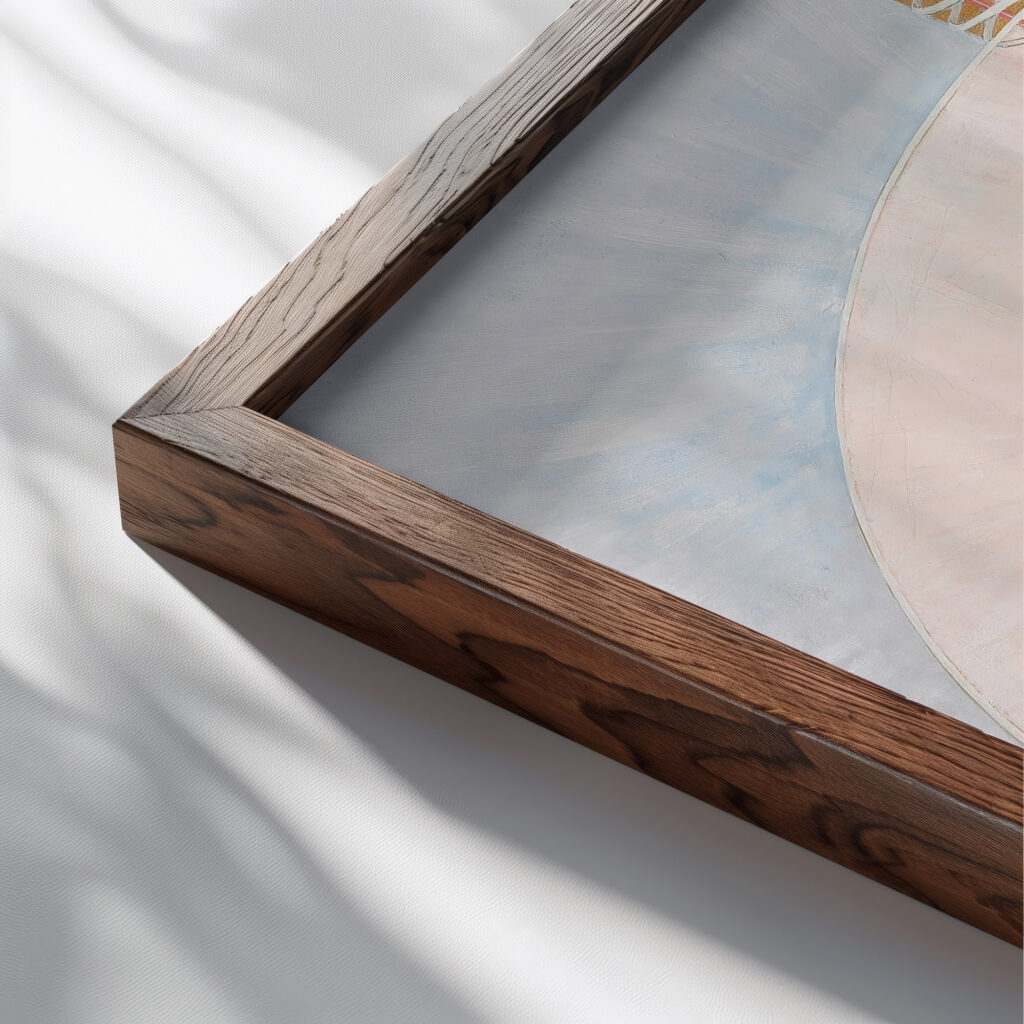 Group IXUW No. 25 The Dove No. 1 1915 Hilma af Klint close up dark wood mockup