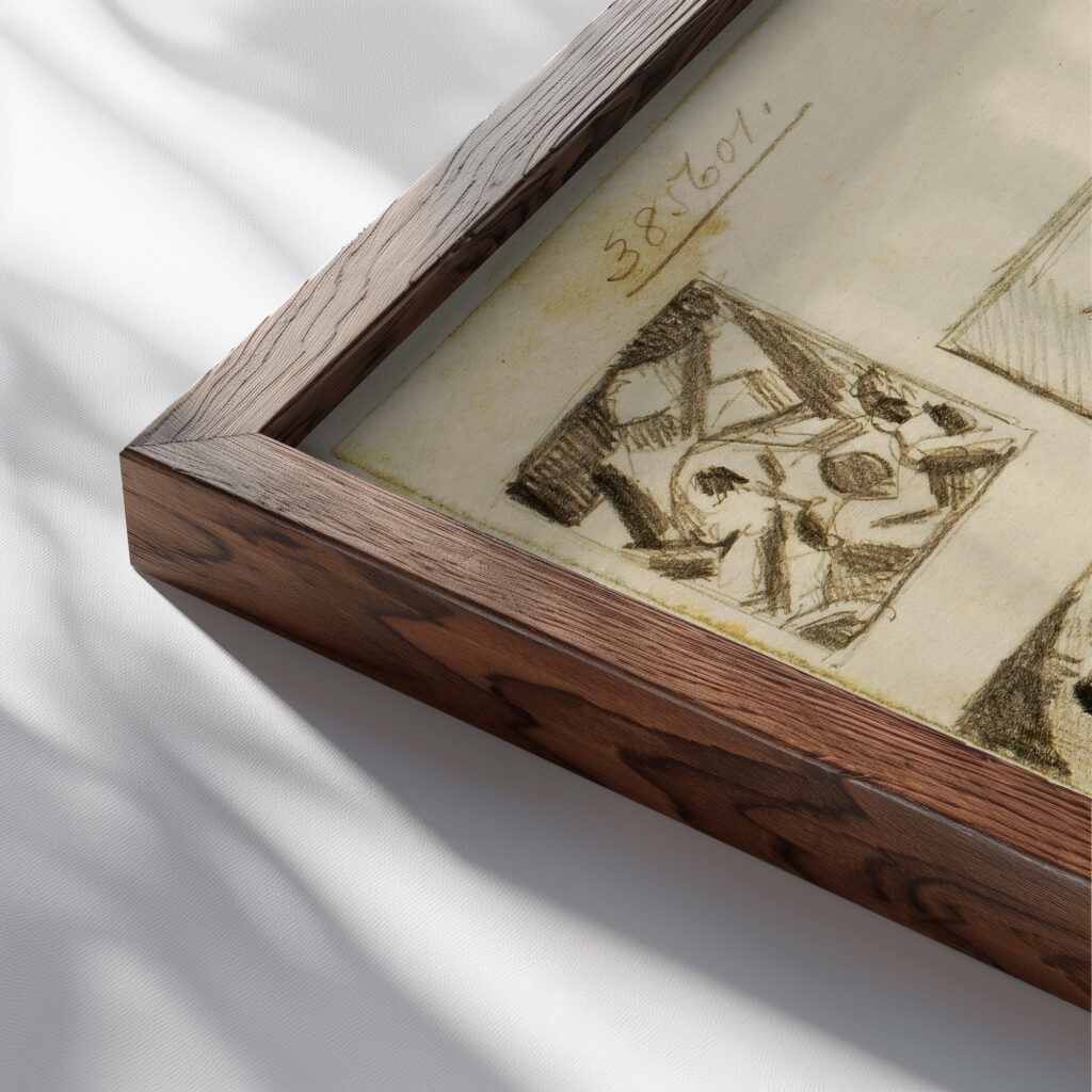 Group of Abstract Nudes Carl Newman close up dark wood mockup