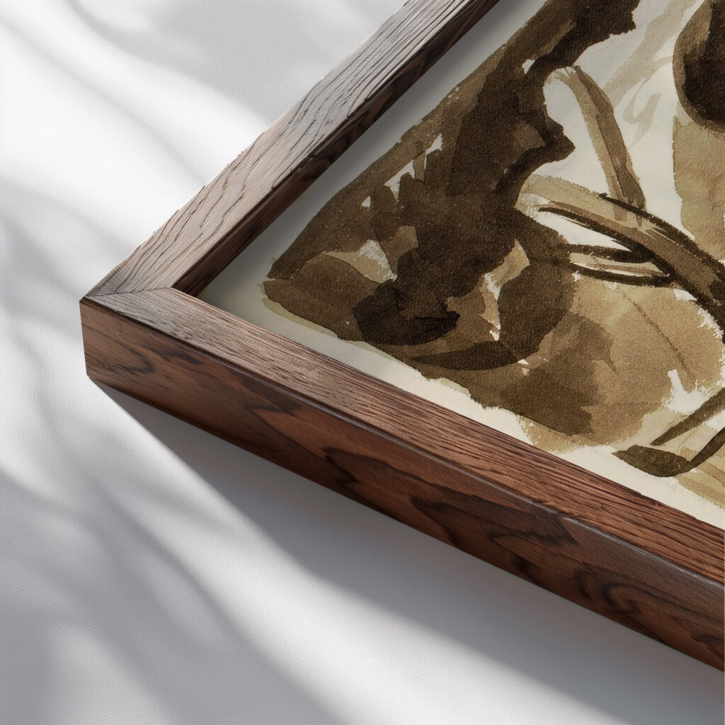 Group of Four Female Nudes Carl Newman close up dark wood mockup