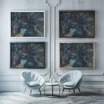 Group of Men in the Woods 1930 1940 Arnold Peter Weisz Kubincan framed posters mockup