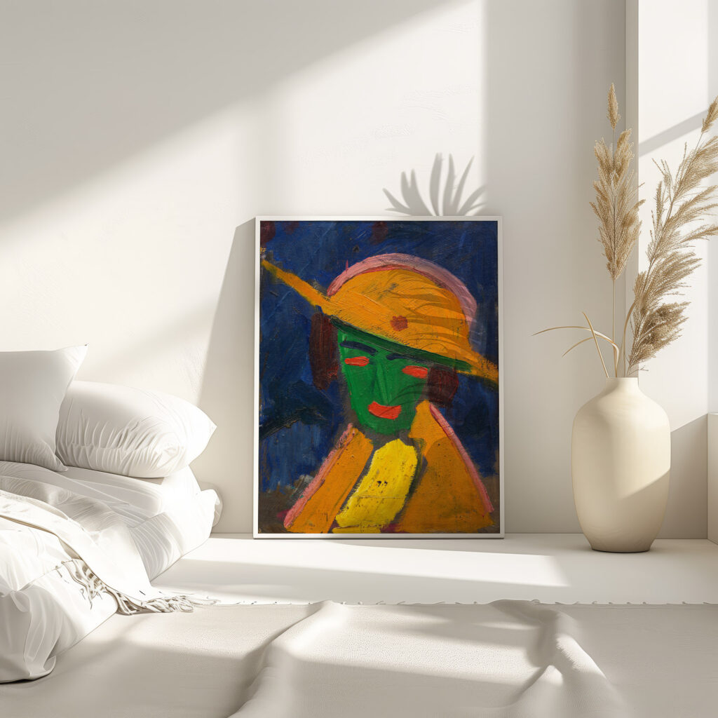 Grune Frau mit gelbem Hut I 1913 Hermann Stenner 4 mockup