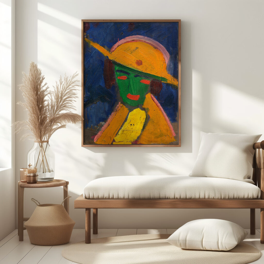 Grune Frau mit gelbem Hut I 1913 Hermann Stenner 5 mockup