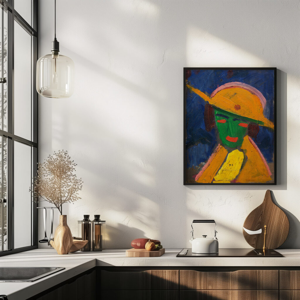 Grune Frau mit gelbem Hut I 1913 Hermann Stenner 6 mockup