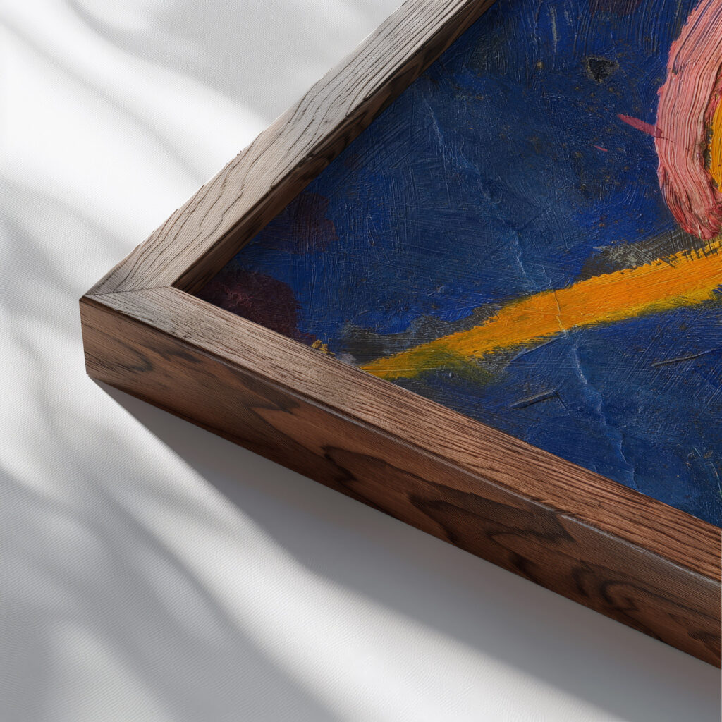 Grune Frau mit gelbem Hut I 1913 Hermann Stenner close up dark wood mockup