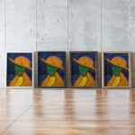 Grune Frau mit gelbem Hut I 1913 Hermann Stenner framed posters mockup