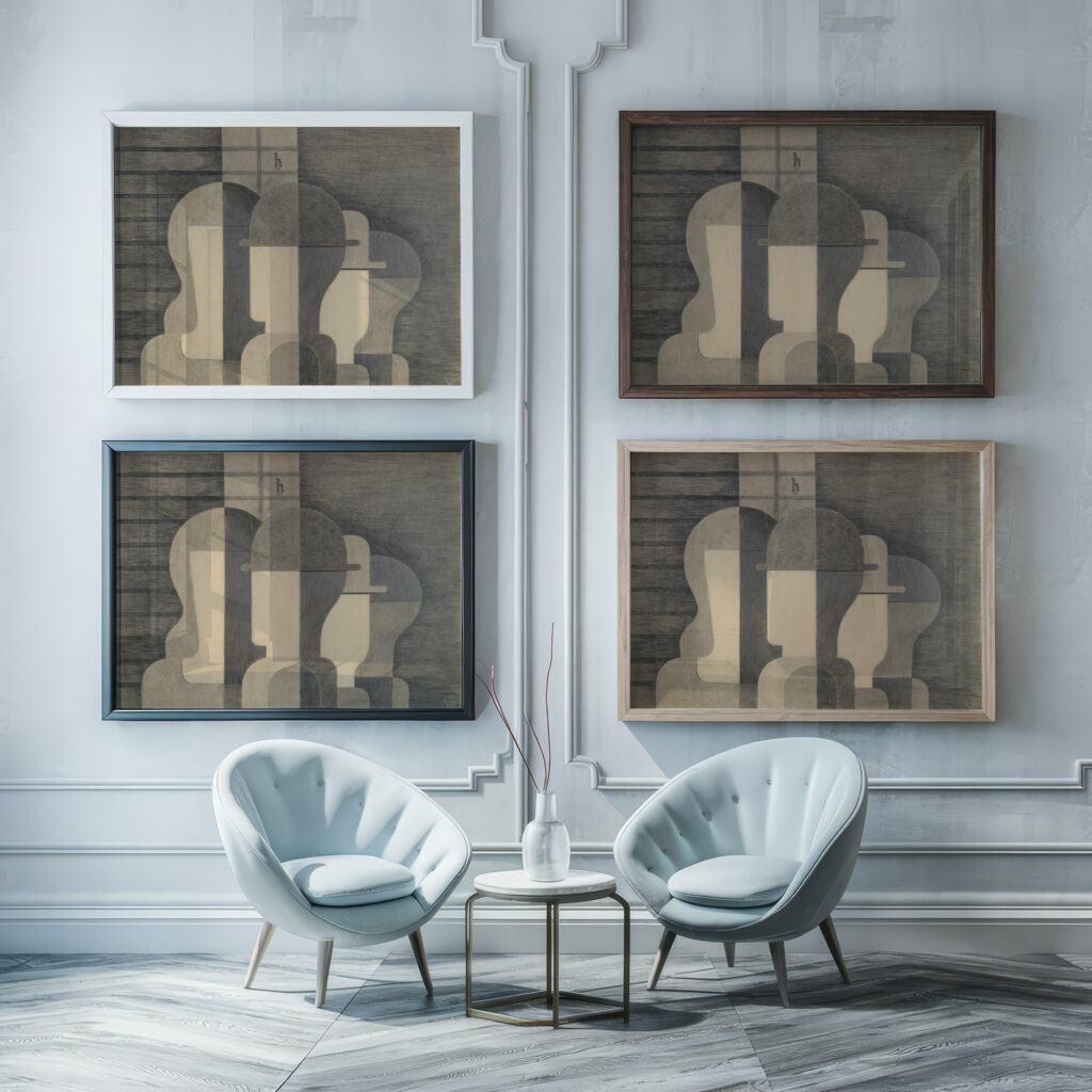 Gruppe 1931 Heinrich Horle framed posters mockup