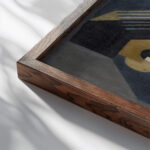 Guitar and Fruit Bowl on a Table Guitar and Fruit Bowl 1917 Juan Gris close up dark wood mockup