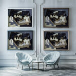 Guitar and clarinet 1920 Juan Gris framed posters mockup