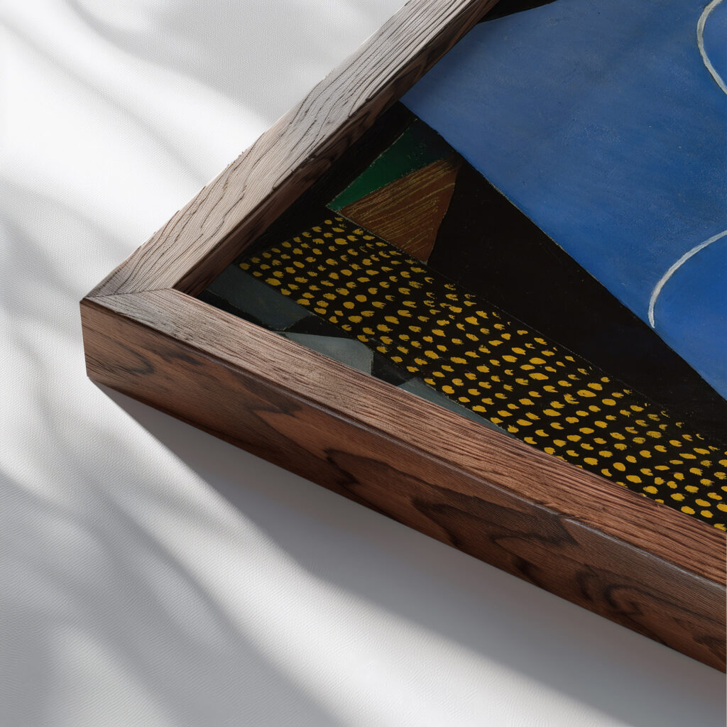 Guitar on a table 1915 Juan Gris close up dark wood mockup