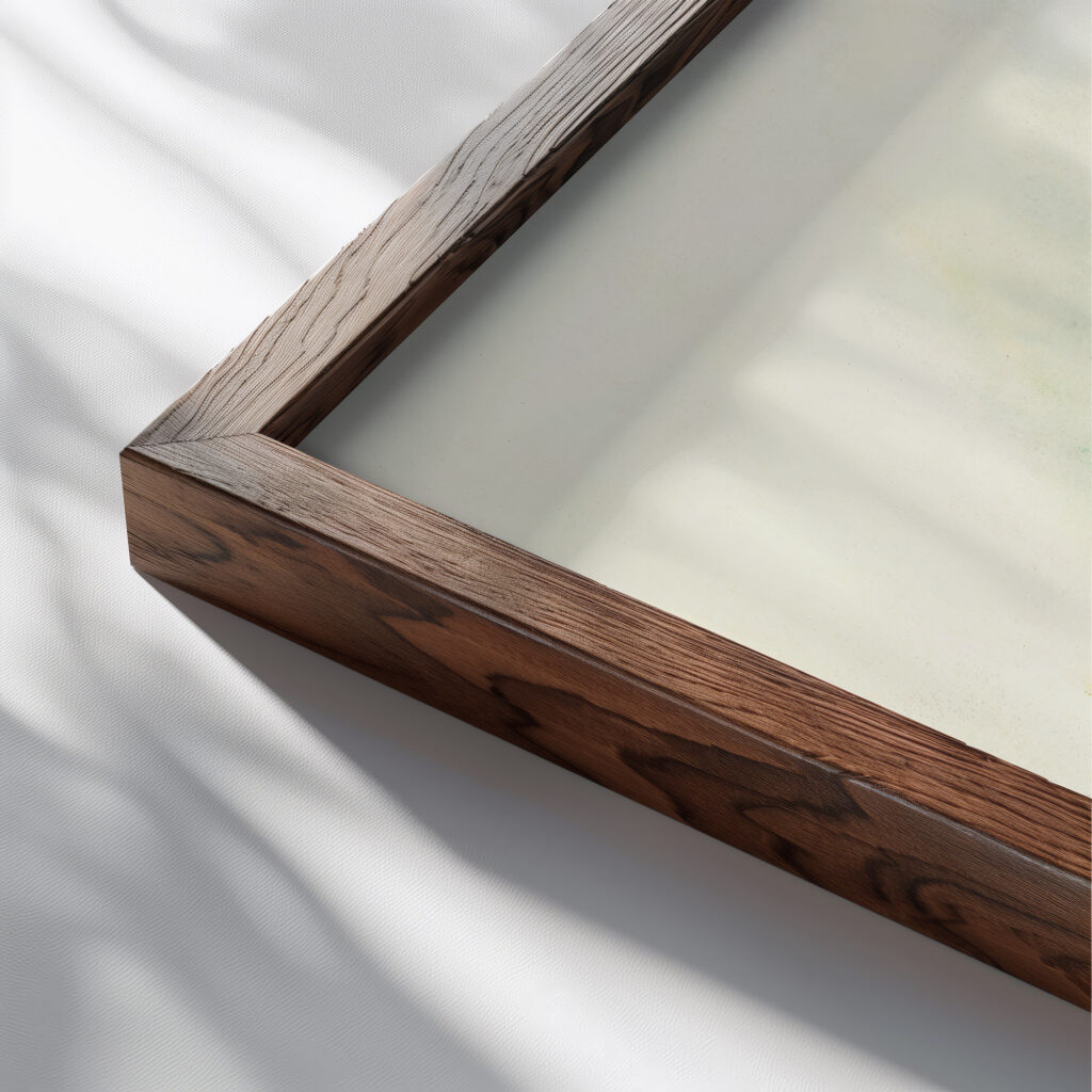 HIGH MOUNTAIN LANDSCAPE UPPER ENGADINE Giovanni Giacometti close up dark wood mockup