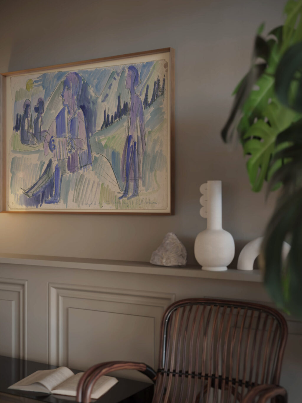 Handorgler in einer Mondnacht ca. 1924 Ernst Ludwig Kirchner video mockup