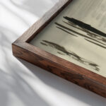 Harbor Scene Henry Lyman Sayen close up dark wood mockup