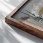 Harbor Scene circa 1900 John Henry Twachtman close up dark wood mockup