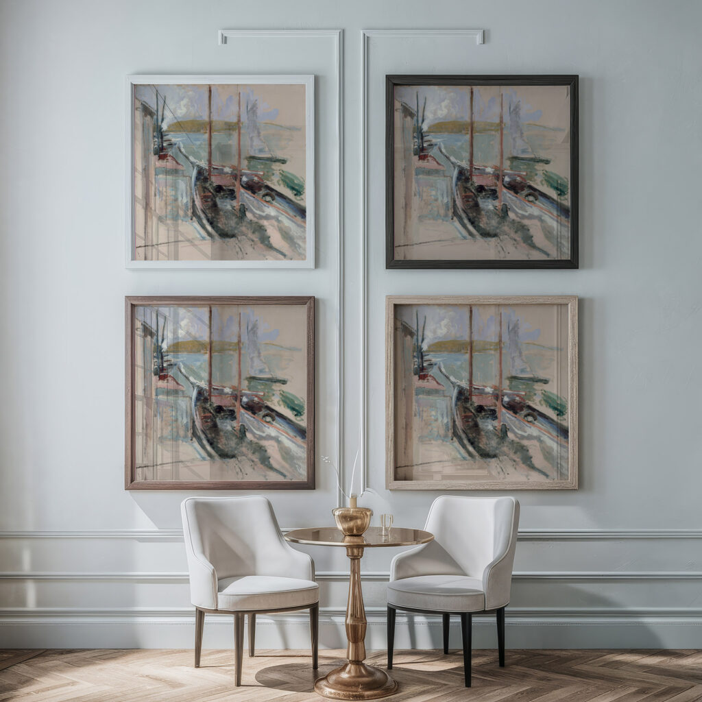 Harbor Scene circa 1900 John Henry Twachtman framed posters mockup